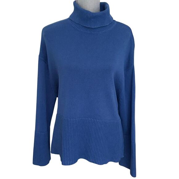GAP 24/7 Split-Hem Oversized Turtleneck Sweater Blue Women's Size S - Picture 2 of 10